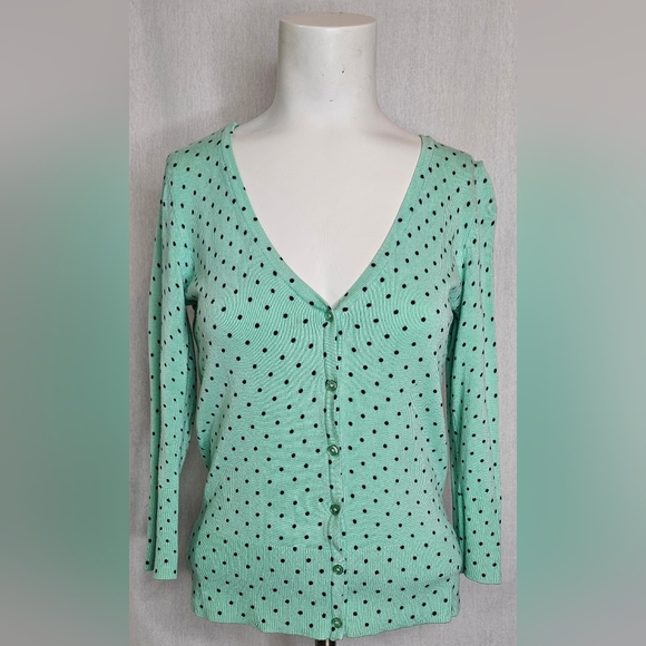 Maurices Mint Green Polka Dot Cardigan Sweater Size S - Picture 1 of 6